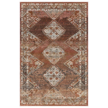 Zola Tark Traditional Persian Border Hi-Low Textured Rust/Pink/Cream/Terra/Beige/Tan/Multi Rug-Asiatic Carpets-Rug Love - The Most Loved Rug Store
